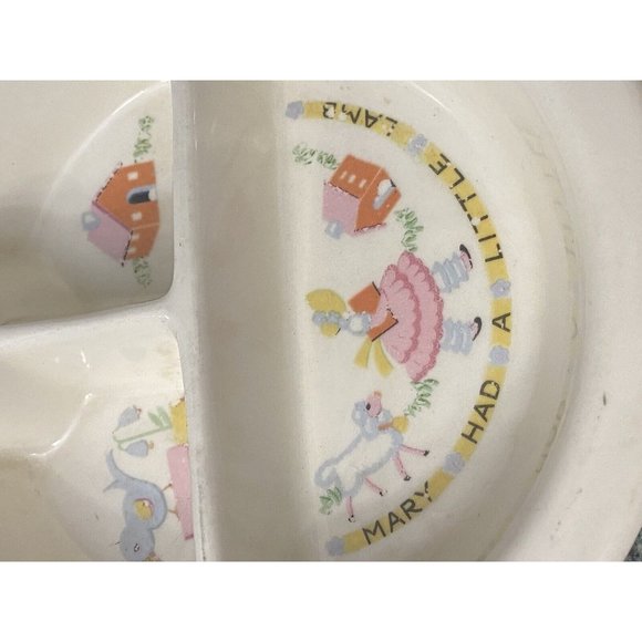 Mary Had A Little Lamb childs warming divided dish ceramic 1950s Bird House - Picture 6 of 8
